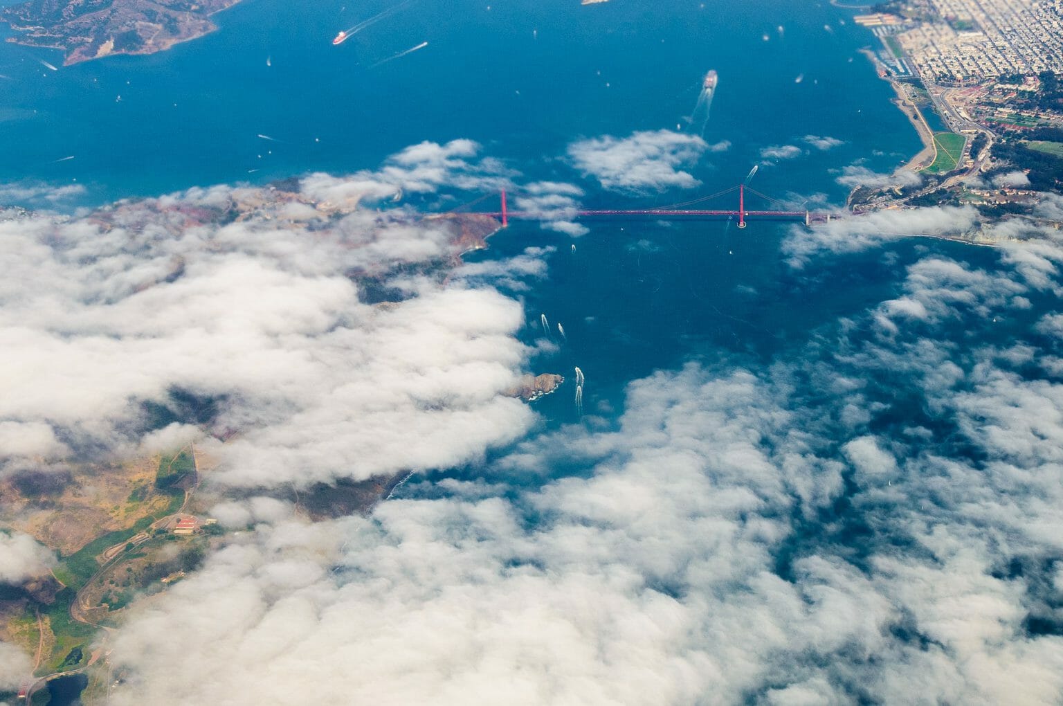 Golden Gate Bridge, Flugzeugansicht.